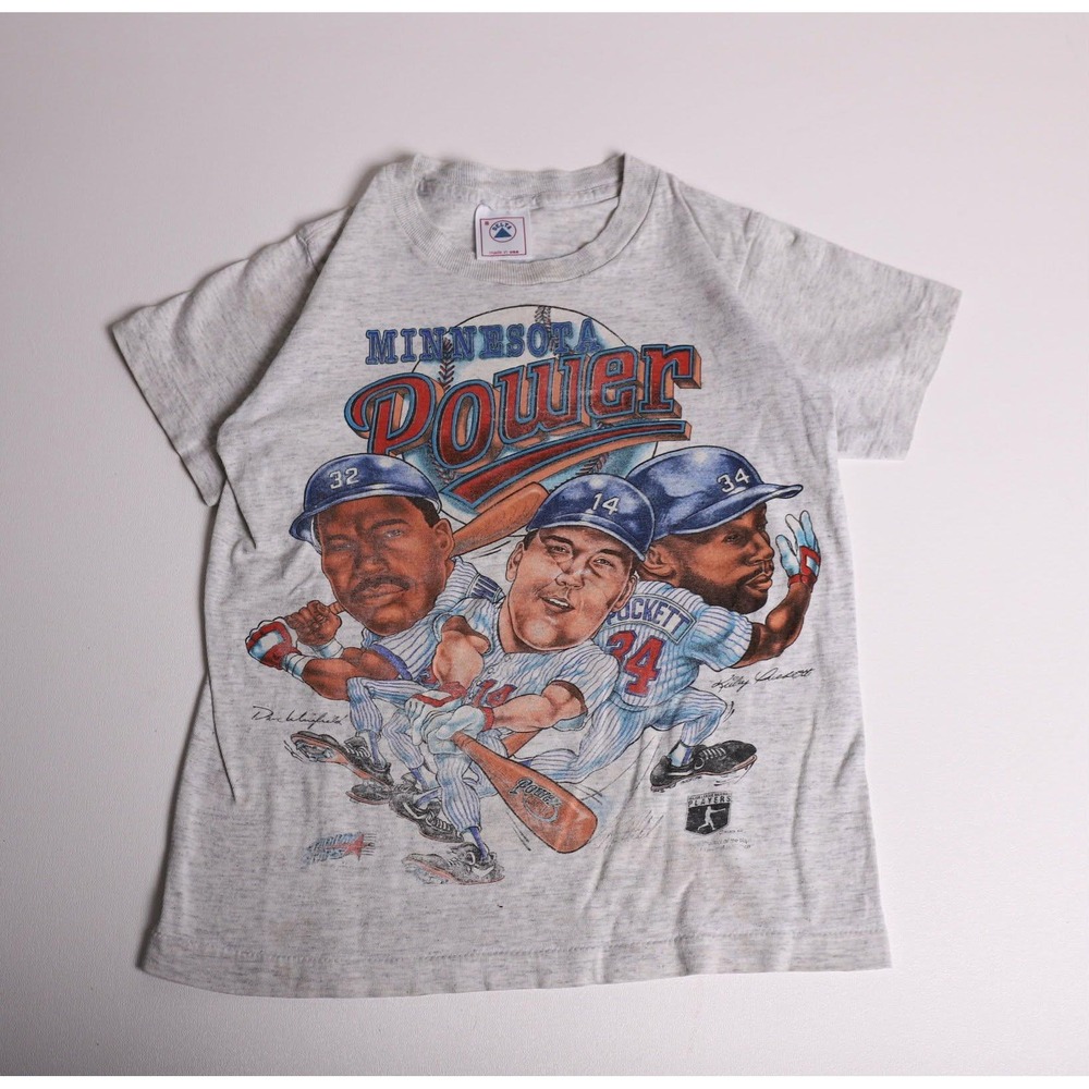 Vintage 90s Minnesota Twins T Shirt Kids S Minnesota Power Kirby Puckett Hrbek